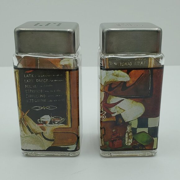 Grant Howard Coffee Chef Salt & Pepper Shakers Square Coffee Barista Shakers - Picture 2 of 7